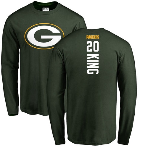 Men Green Bay Packers Green #20 King Kevin Backer Nike NFL Long Sleeve T Shirt->nfl t-shirts->Sports Accessory